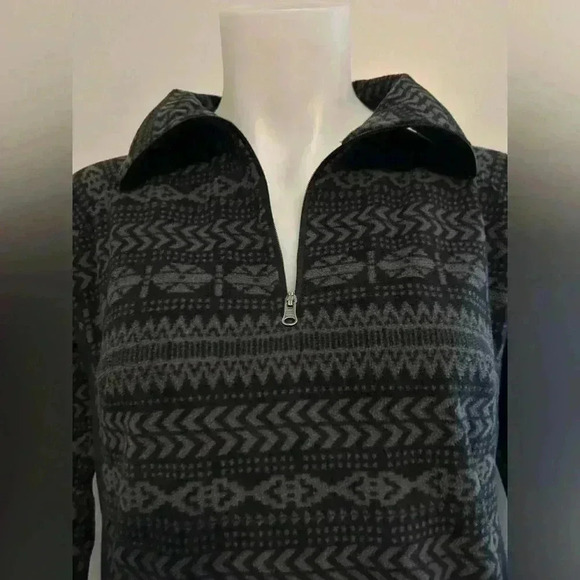 Columbia 3/4 zip black & grey Aztec fleece top, women’s M - Picture 3 of 8